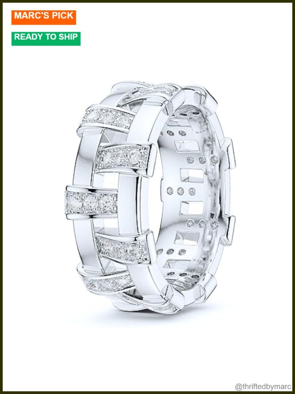 Sterling Silver Moissanite Eternity Ring Wedding Band - Picture 3 of 5